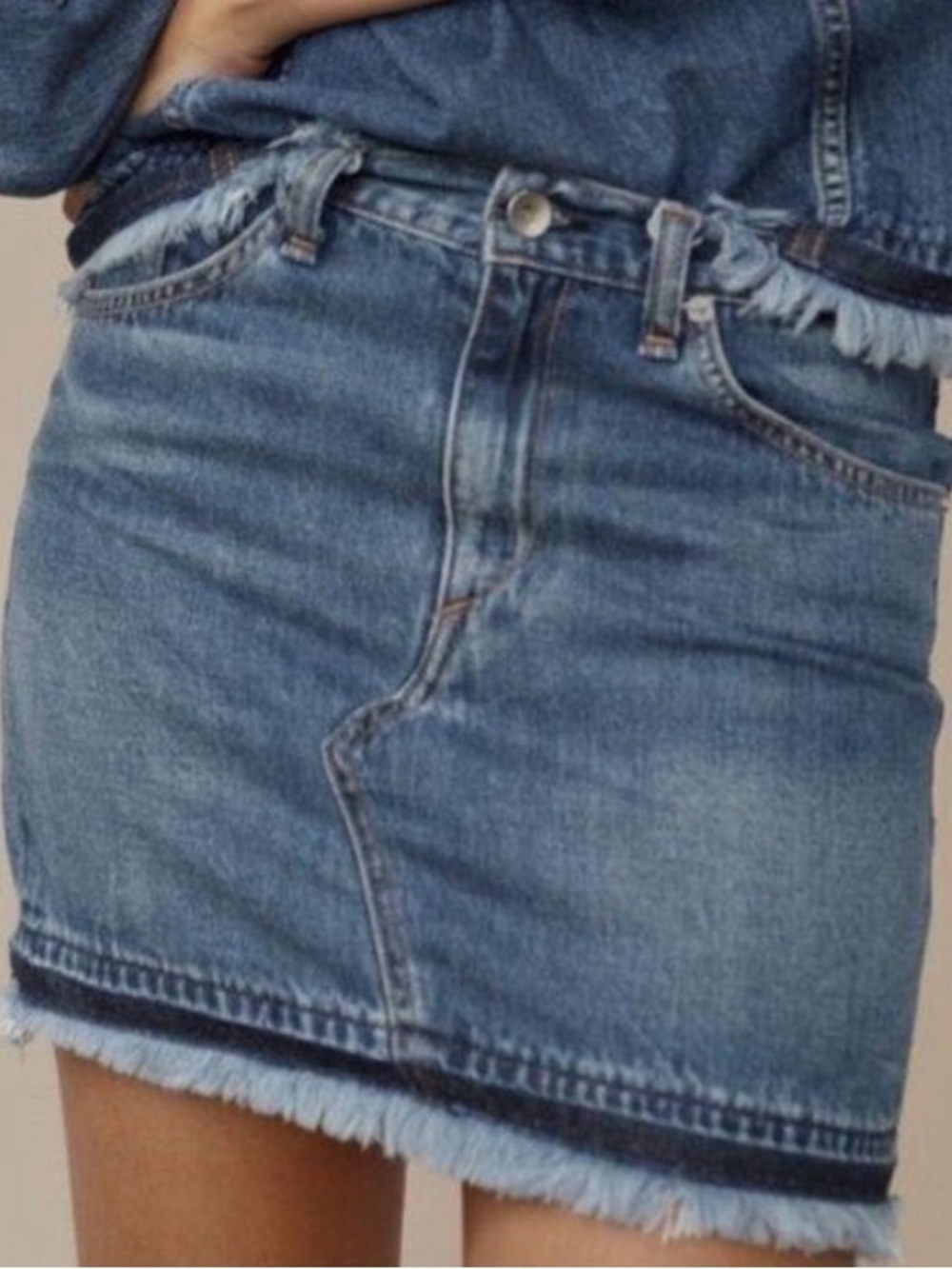 Rag & Bone Dive Denim Fringed Mini Skirt - Waist Size 30